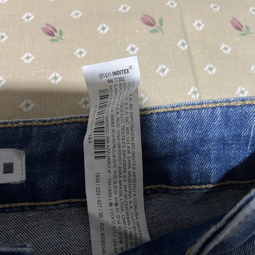 ZARA Jeans Womens 6 Blue Skinny Distressed‎ Raw Hem Frayed Ankle Medium Wash - Picture 4 of 12